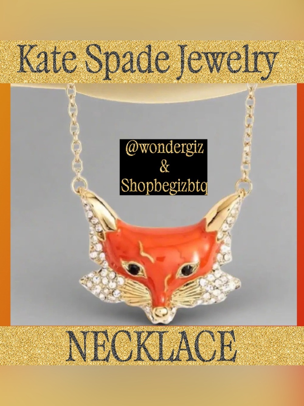 Kate Spade Authentic Orange 12k Gold-plated Into The Woods' Foxy Necklace